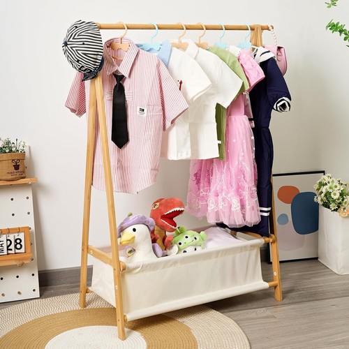 Kids bamboo clothes rail - bamboo,